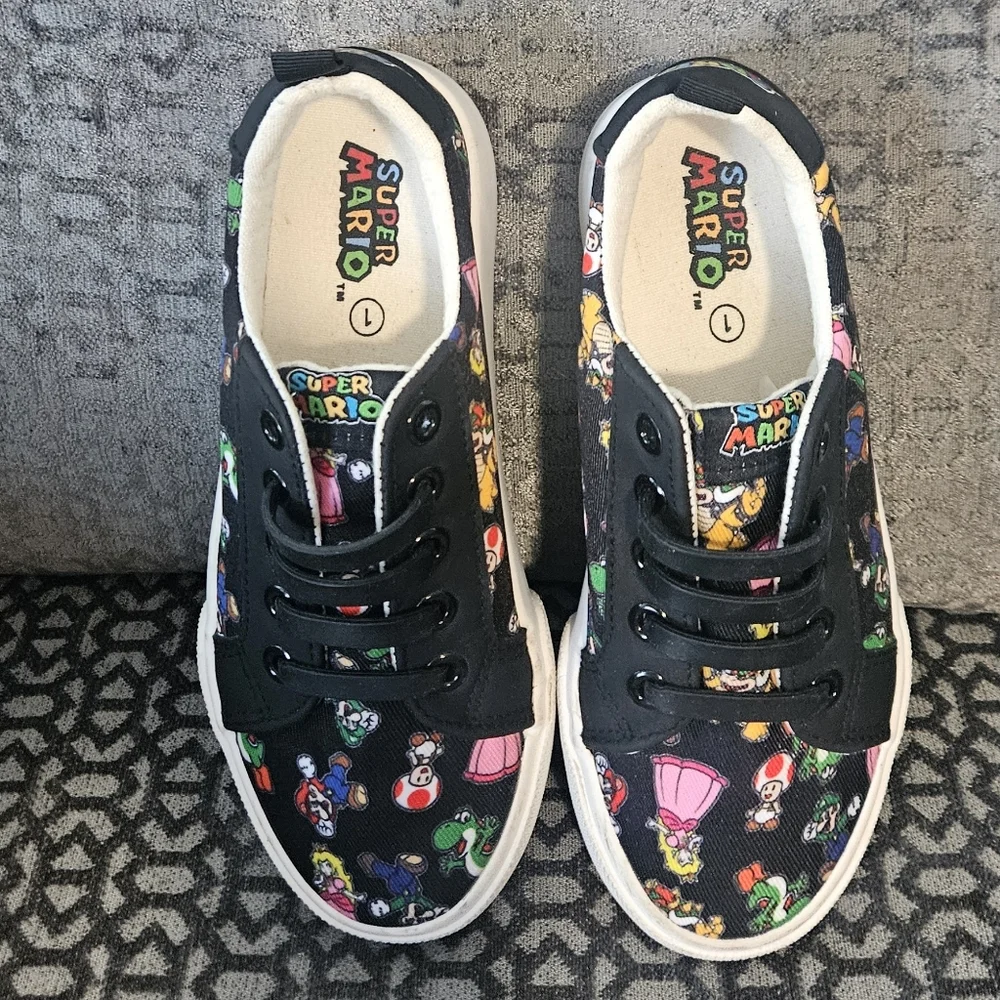 Super Mario Kids Sneakers - Black with Multicolor Characters